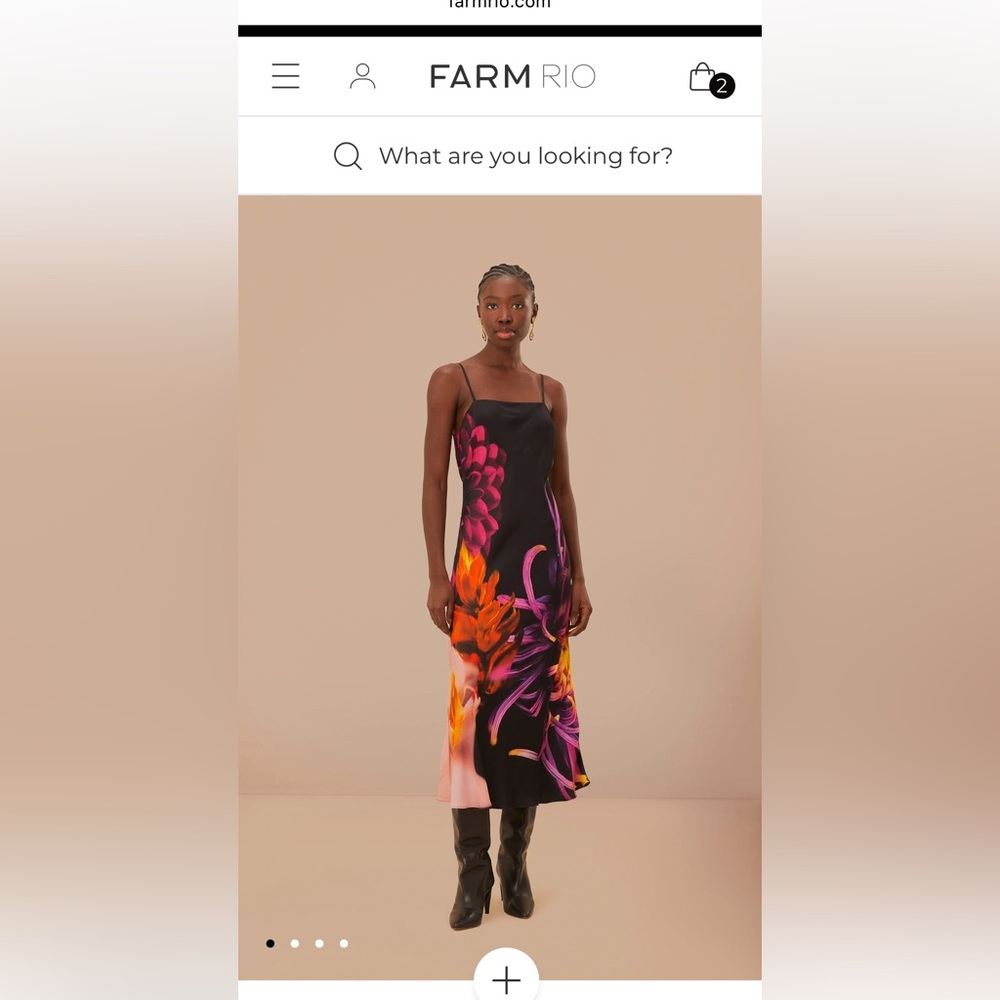 Farm Rio Black Blurry Floral Viscose Slip Dress